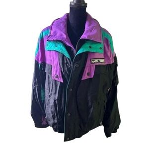 Vintage Hard Corps Men’s Purple 80s Colorblock Ski Jacket Medium